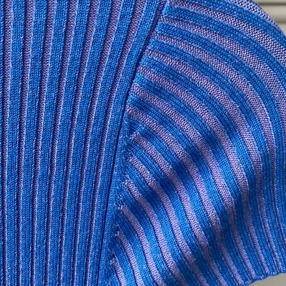 French Connection blue & pink Mathilda Ribbed capped sleeve Mini dress med NWT - Picture 6 of 9